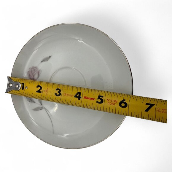 Mikasa Primrose Saucer 6" Floral Design White & Pink With Silver Trim - Picture 2 of 6